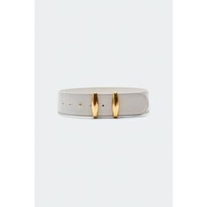 Altuzarra Ivory Calf Leather Belt Gold Hardware Hook Closure Size S  Retail $395